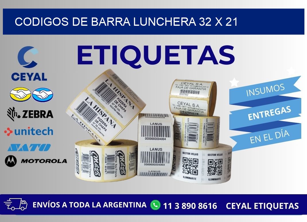 CODIGOS DE BARRA LUNCHERA 32 x 21