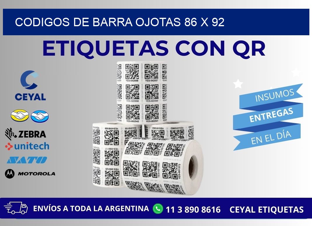 CODIGOS DE BARRA OJOTAS 86 x 92