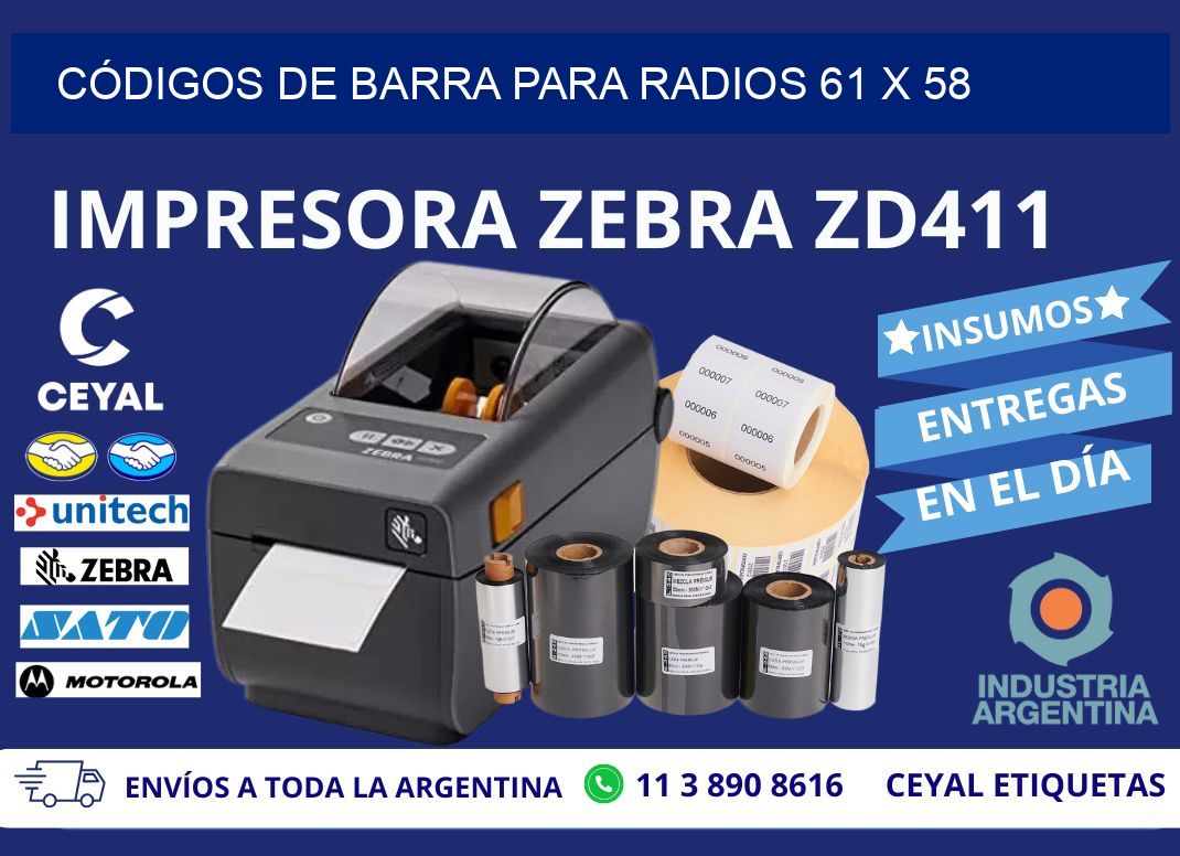 CÓDIGOS DE BARRA PARA RADIOS 61 x 58