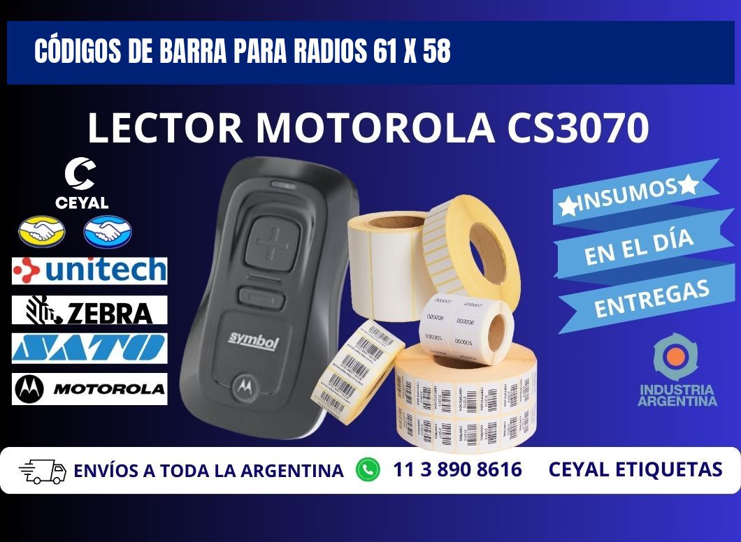 CÓDIGOS DE BARRA PARA RADIOS 61 x 58