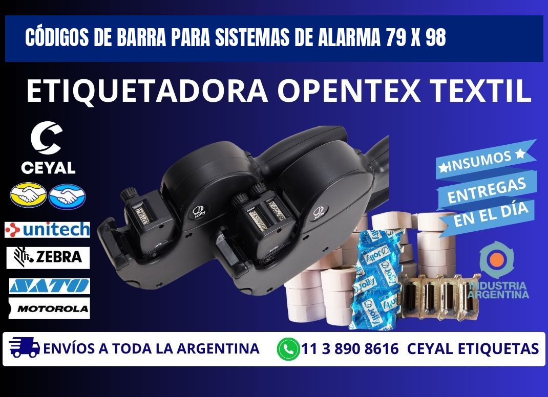 CÓDIGOS DE BARRA PARA SISTEMAS DE ALARMA 79 x 98