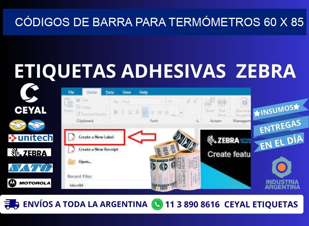 CÓDIGOS DE BARRA PARA TERMÓMETROS 60 x 85