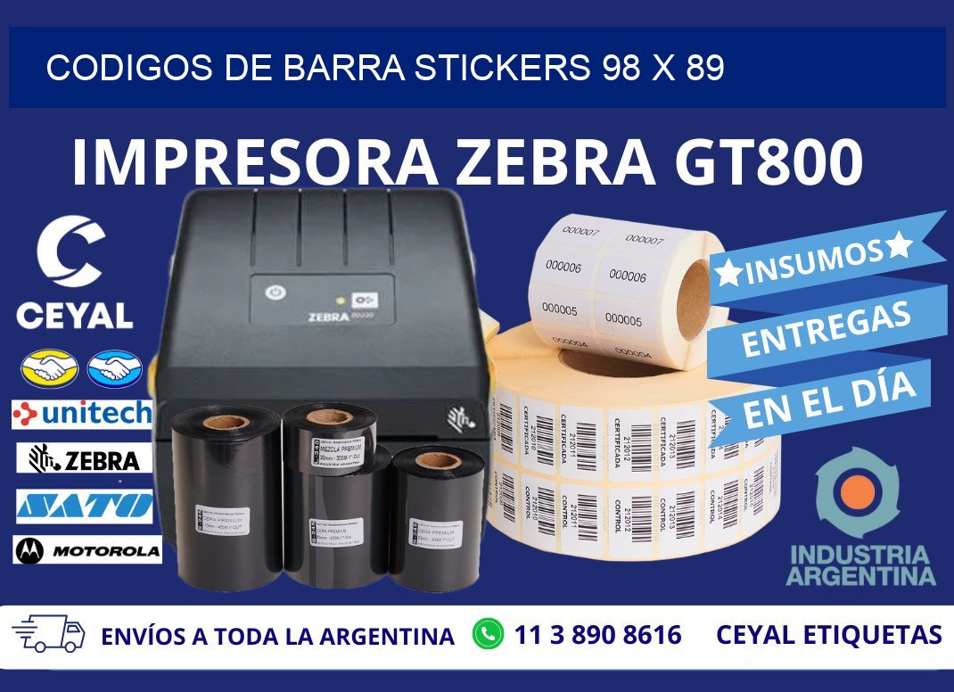 CODIGOS DE BARRA STICKERS 98 x 89