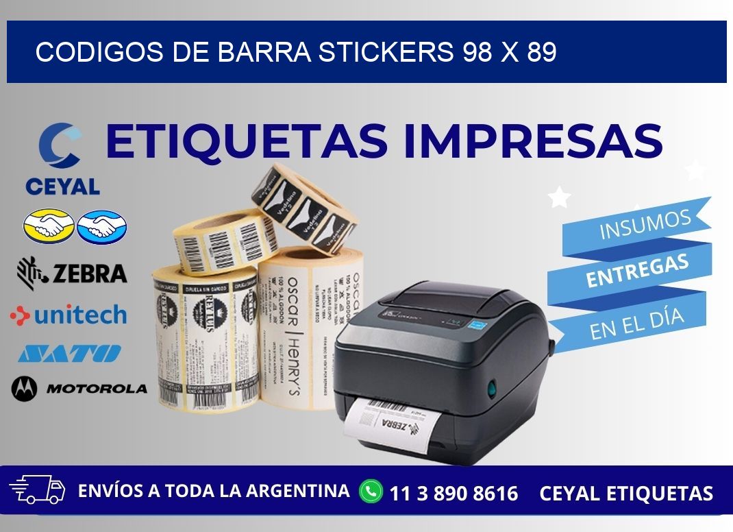 CODIGOS DE BARRA STICKERS 98 x 89