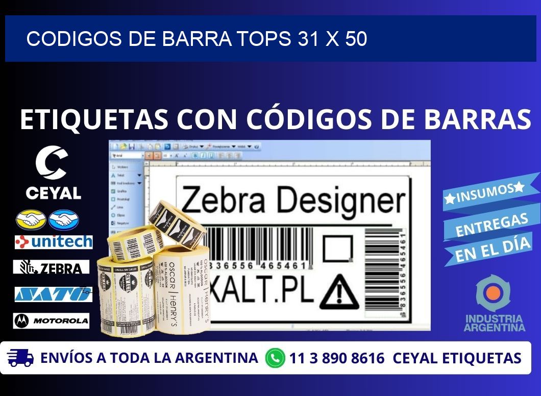 CODIGOS DE BARRA TOPS 31 x 50