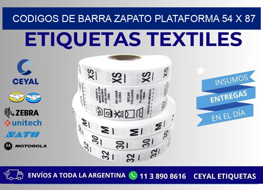 CODIGOS DE BARRA ZAPATO PLATAFORMA 54 x 87