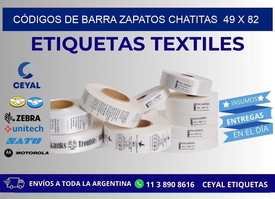 CÓDIGOS DE BARRA ZAPATOS CHATITAS  49 x 82