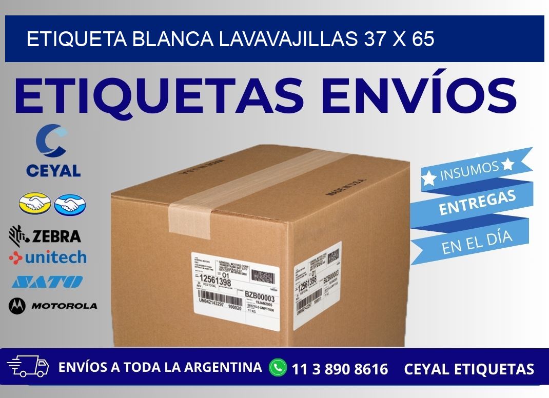 ETIQUETA BLANCA LAVAVAJILLAS 37 x 65