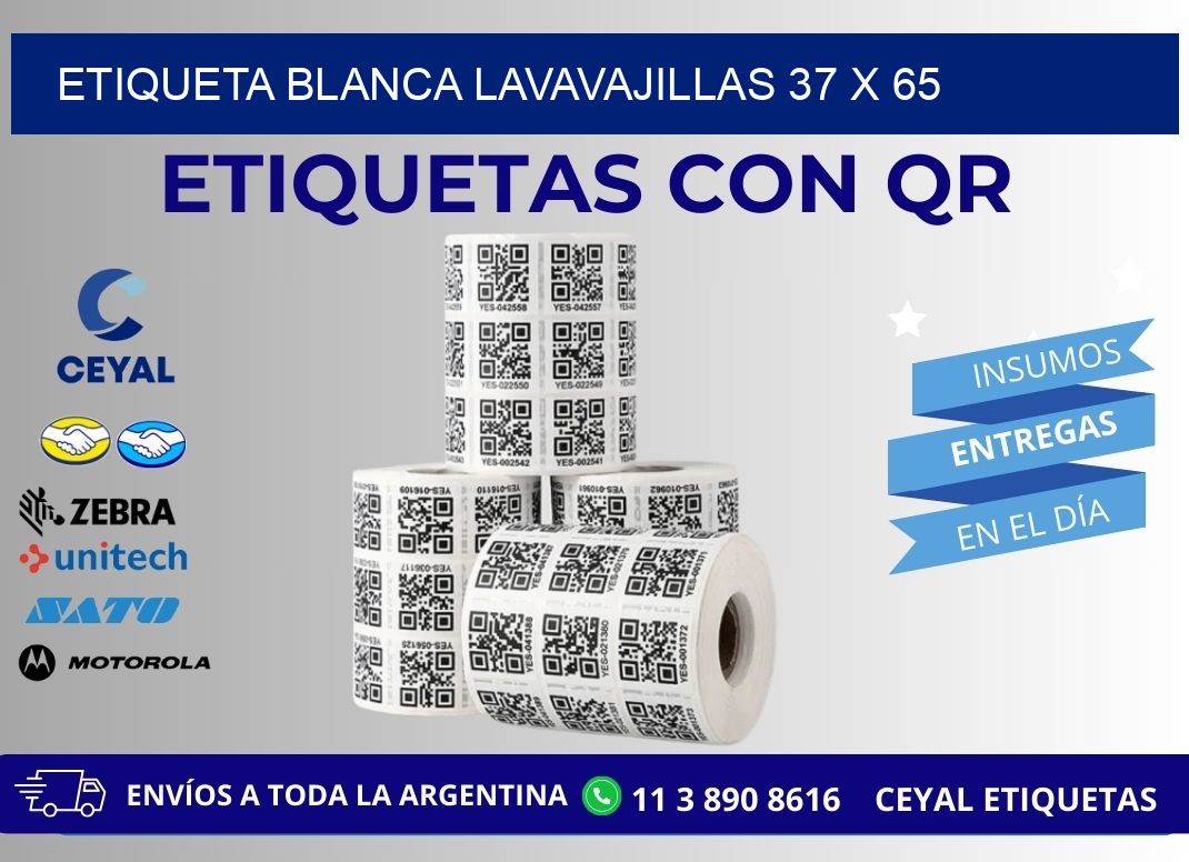 ETIQUETA BLANCA LAVAVAJILLAS 37 x 65