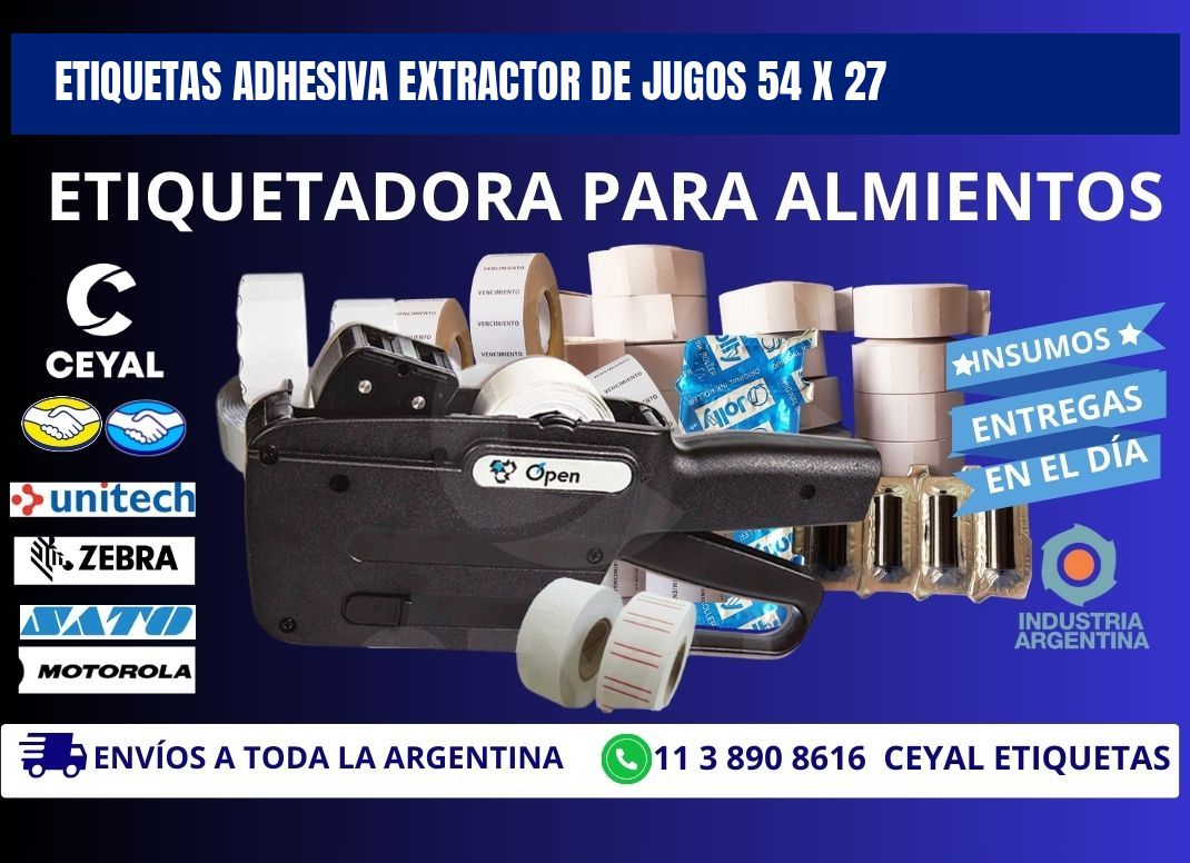 ETIQUETAS ADHESIVA EXTRACTOR DE JUGOS 54 x 27