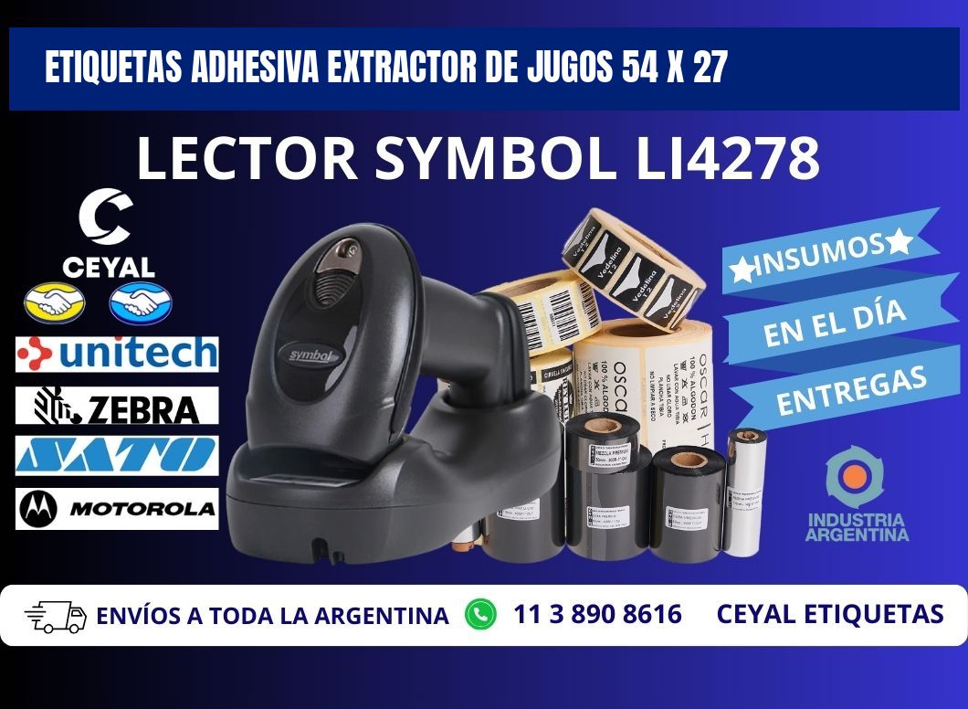 ETIQUETAS ADHESIVA EXTRACTOR DE JUGOS 54 x 27