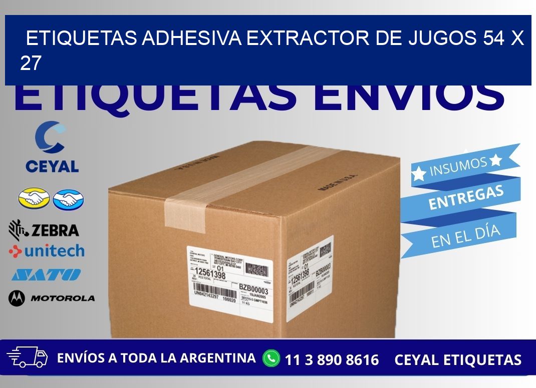 ETIQUETAS ADHESIVA EXTRACTOR DE JUGOS 54 x 27