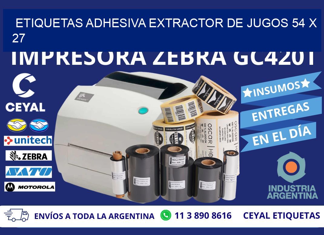 ETIQUETAS ADHESIVA EXTRACTOR DE JUGOS 54 x 27