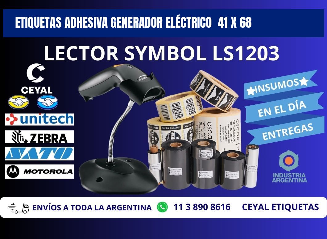 ETIQUETAS ADHESIVA GENERADOR ELÉCTRICO  41 x 68