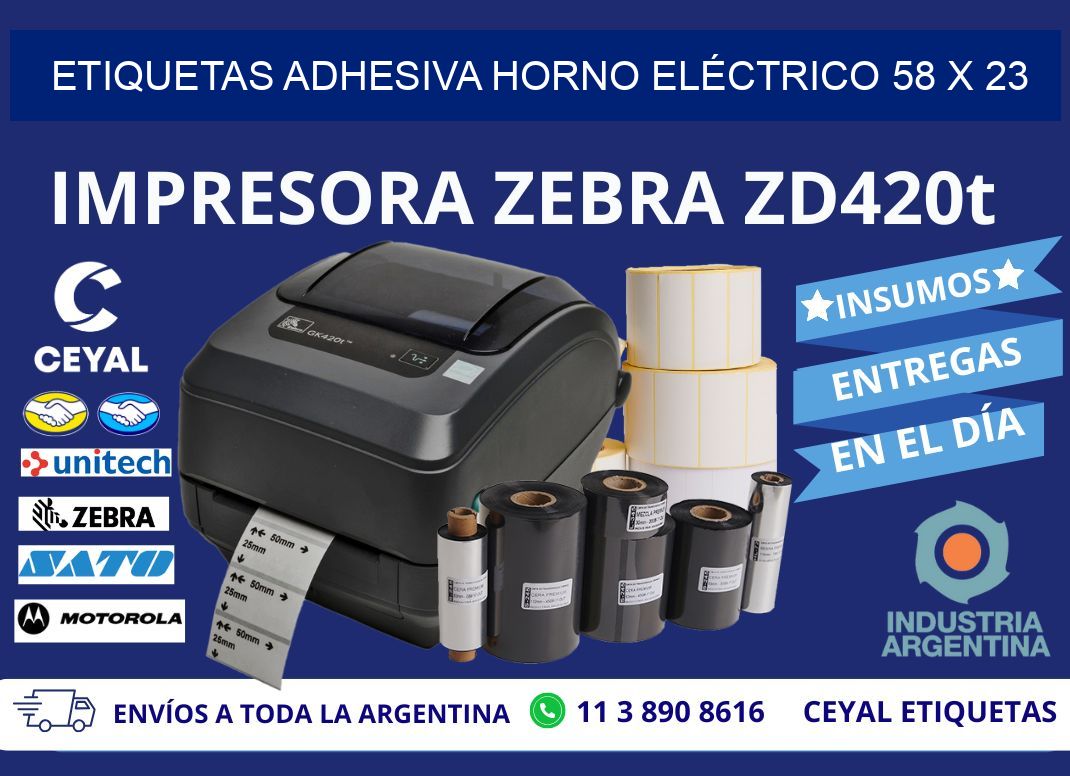 ETIQUETAS ADHESIVA HORNO ELÉCTRICO 58 x 23