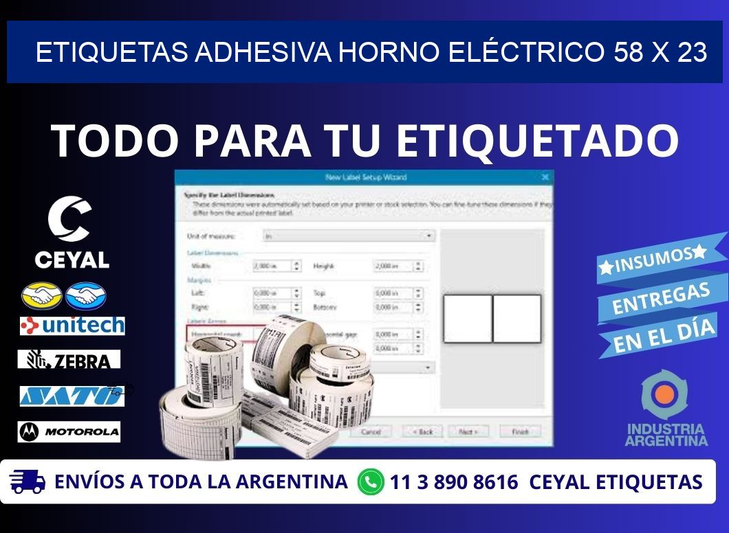 ETIQUETAS ADHESIVA HORNO ELÉCTRICO 58 x 23