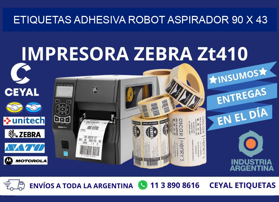 ETIQUETAS ADHESIVA ROBOT ASPIRADOR 90 x 43