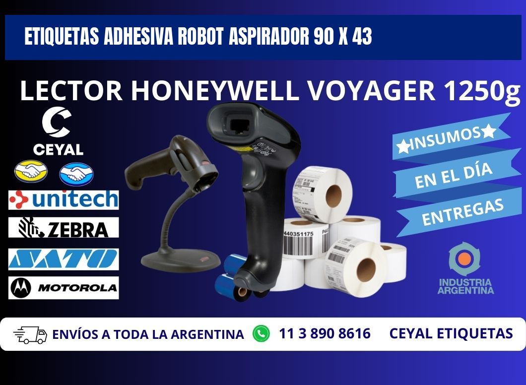 ETIQUETAS ADHESIVA ROBOT ASPIRADOR 90 x 43