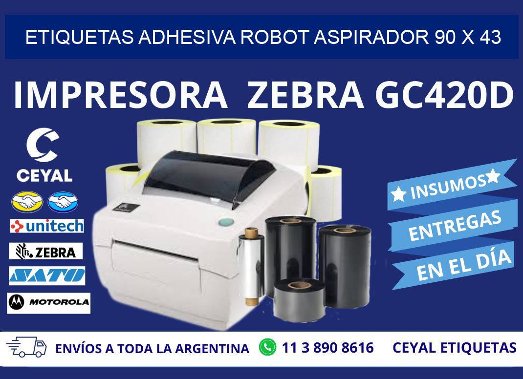 ETIQUETAS ADHESIVA ROBOT ASPIRADOR 90 x 43