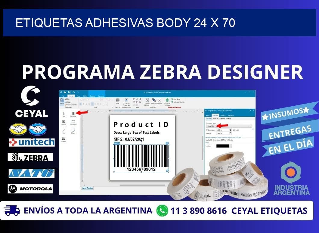 ETIQUETAS ADHESIVAS BODY 24 x 70