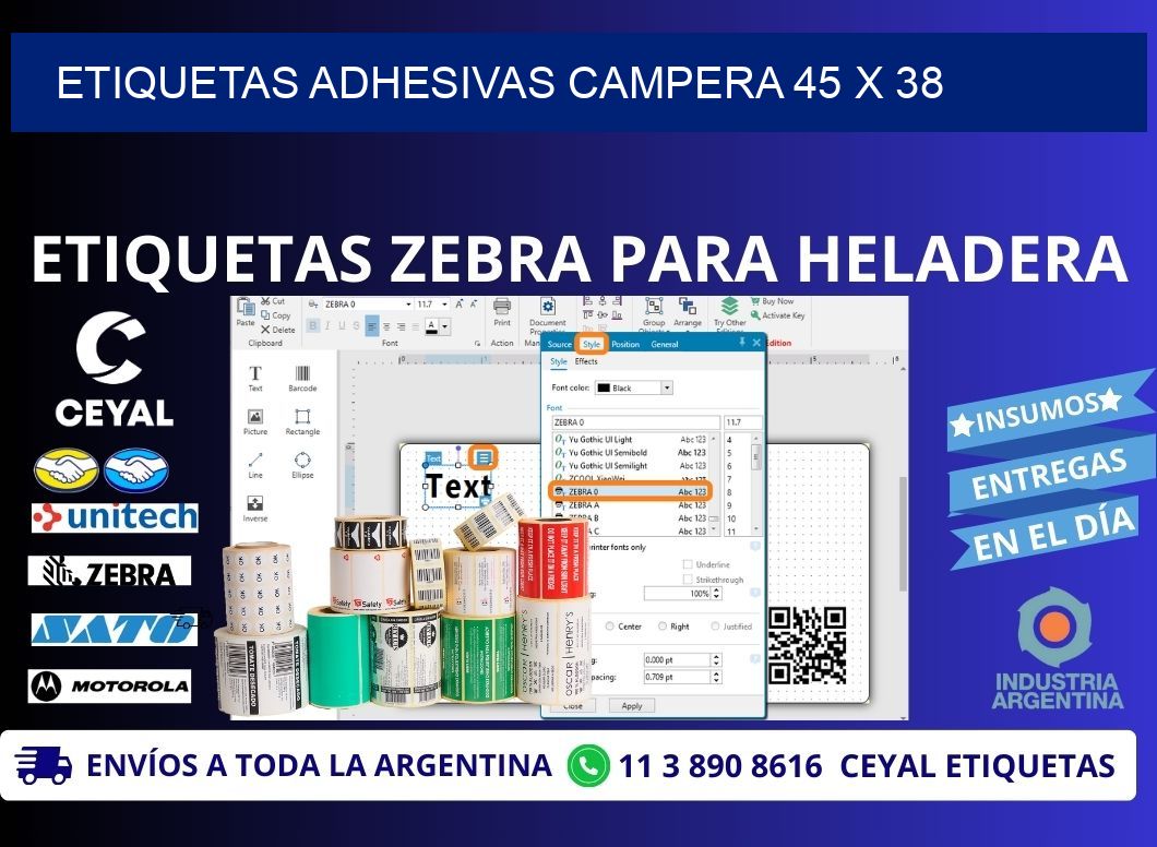 ETIQUETAS ADHESIVAS CAMPERA 45 x 38