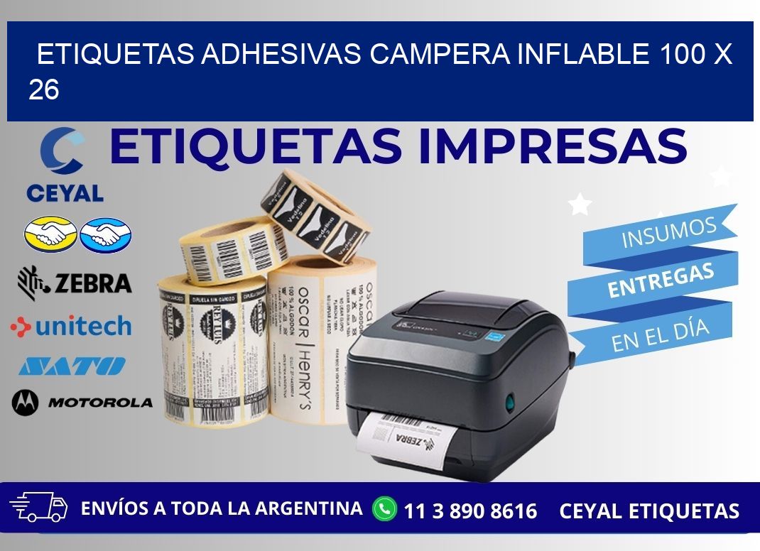 ETIQUETAS ADHESIVAS CAMPERA INFLABLE 100 x 26