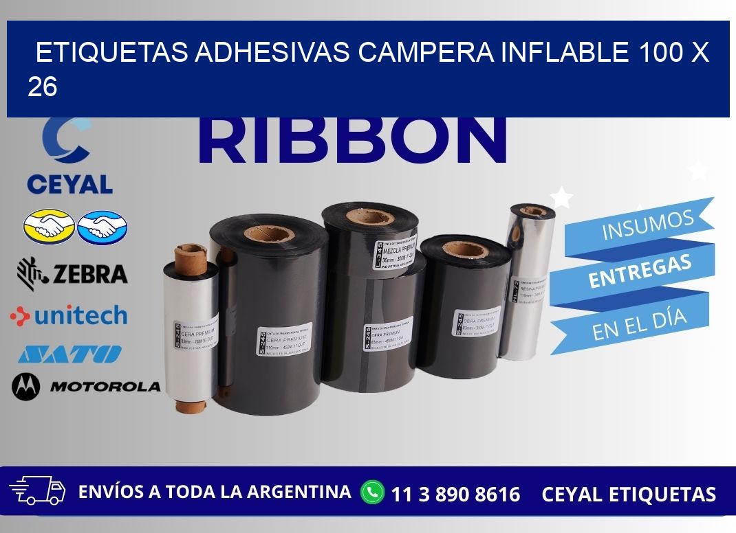 ETIQUETAS ADHESIVAS CAMPERA INFLABLE 100 x 26