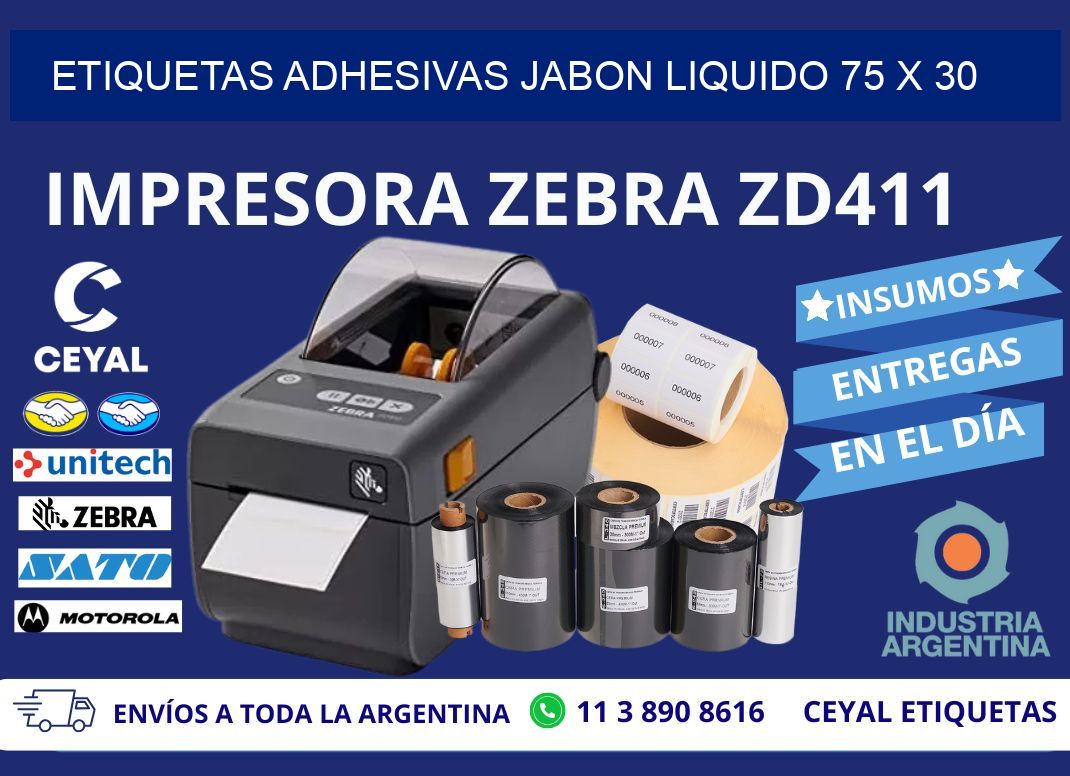 ETIQUETAS ADHESIVAS JABON LIQUIDO 75 x 30