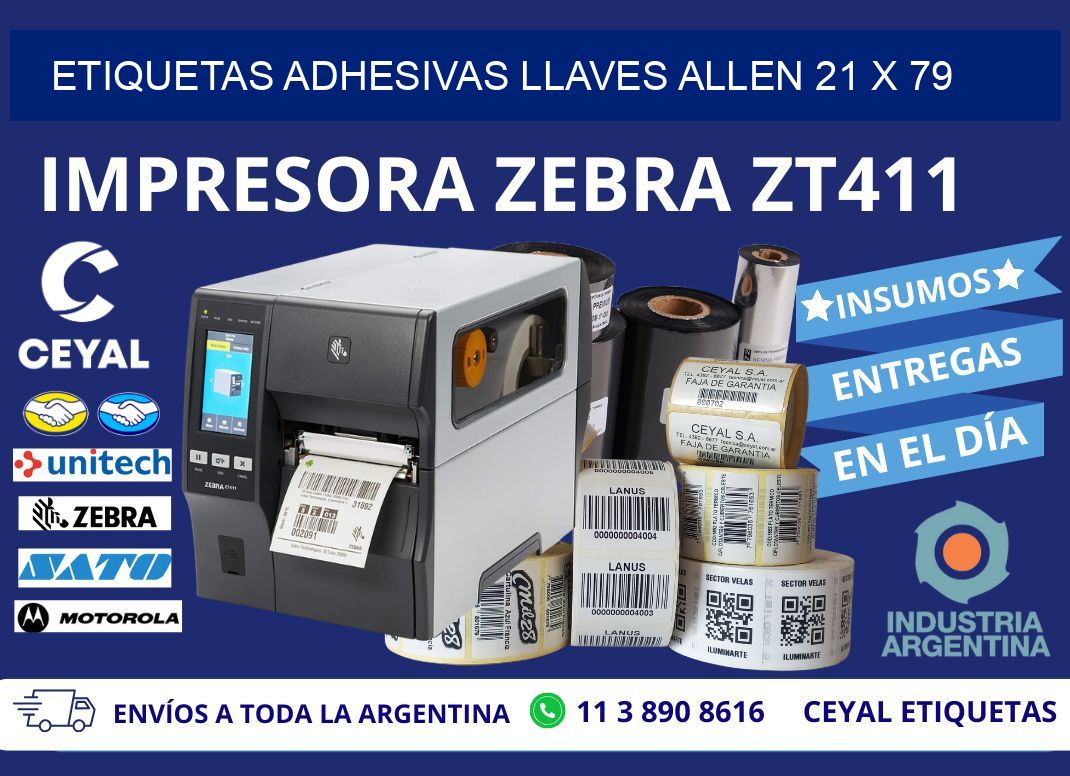 ETIQUETAS ADHESIVAS LLAVES ALLEN 21 x 79