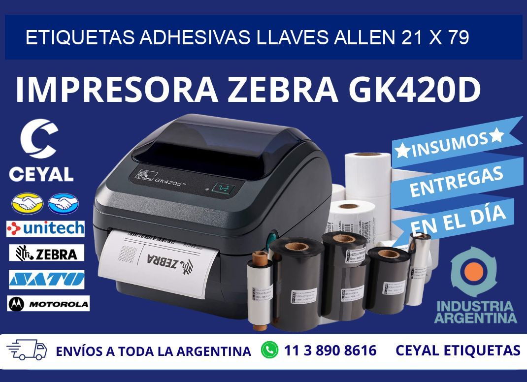 ETIQUETAS ADHESIVAS LLAVES ALLEN 21 x 79