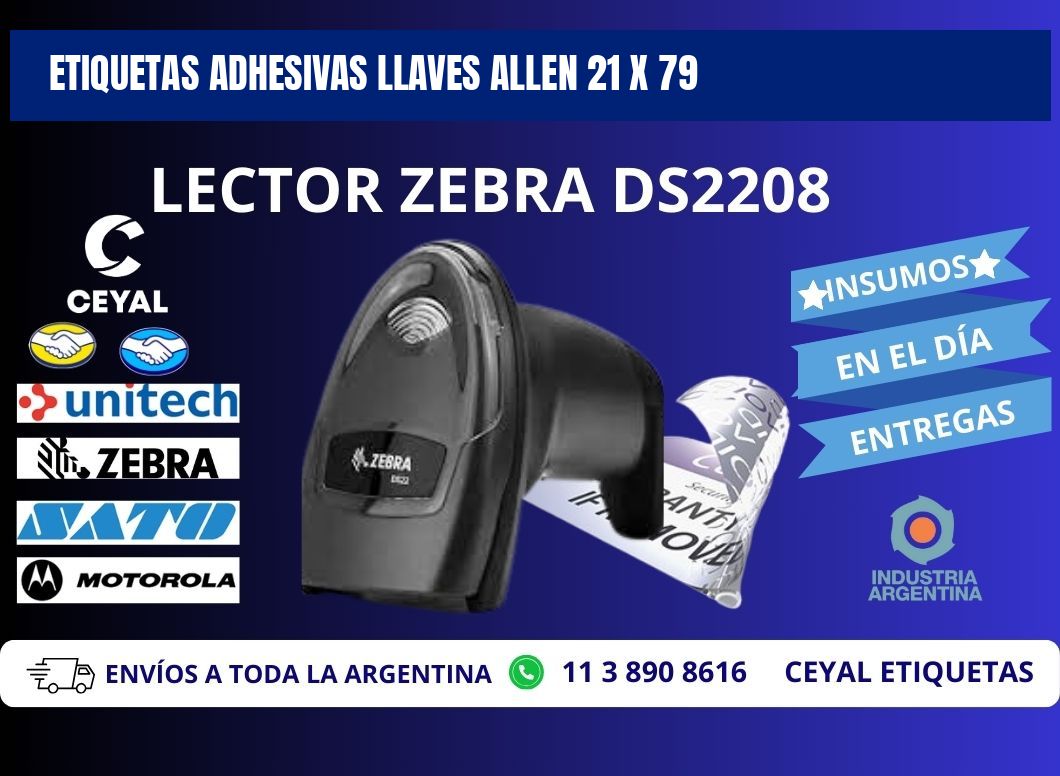 ETIQUETAS ADHESIVAS LLAVES ALLEN 21 x 79