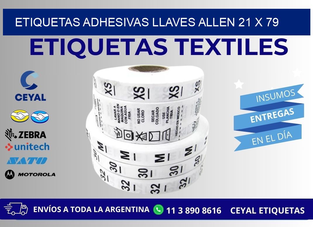 ETIQUETAS ADHESIVAS LLAVES ALLEN 21 x 79