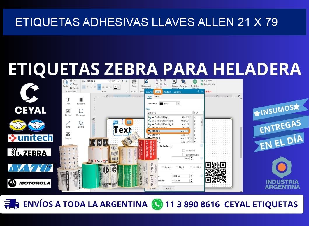 ETIQUETAS ADHESIVAS LLAVES ALLEN 21 x 79