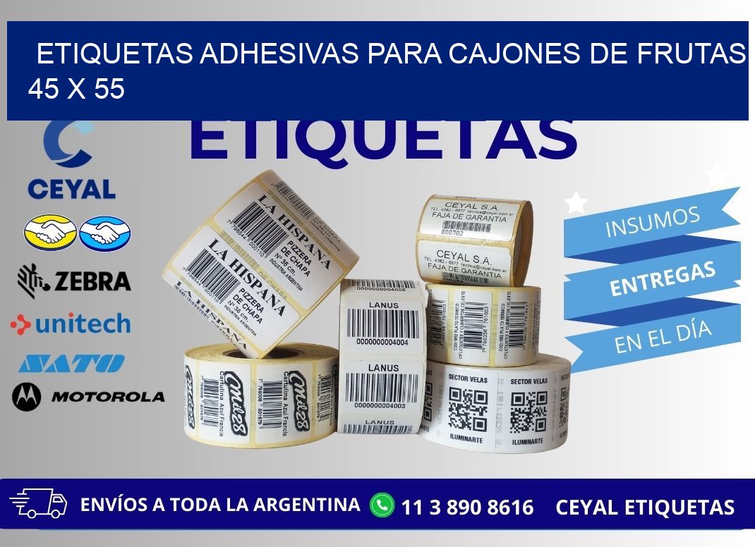 ETIQUETAS ADHESIVAS PARA CAJONES DE FRUTAS 45 x 55