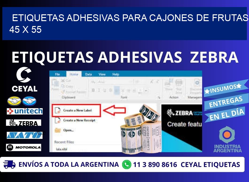 ETIQUETAS ADHESIVAS PARA CAJONES DE FRUTAS 45 x 55