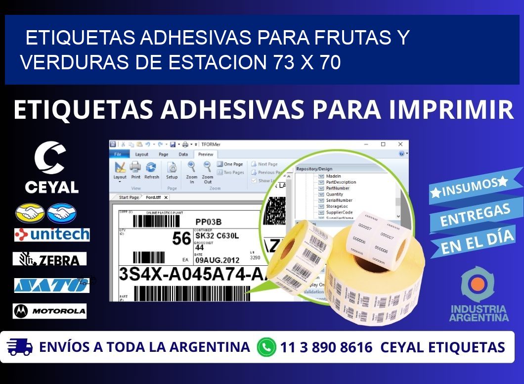 ETIQUETAS ADHESIVAS PARA FRUTAS Y VERDURAS DE ESTACION 73 x 70