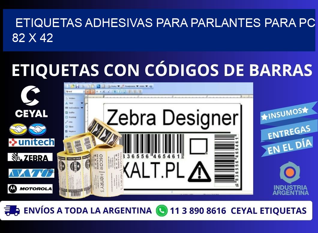 ETIQUETAS ADHESIVAS PARA PARLANTES PARA PC 82 x 42