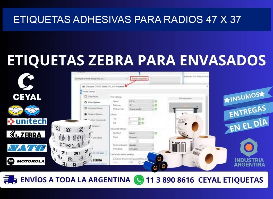 ETIQUETAS ADHESIVAS PARA RADIOS 47 x 37