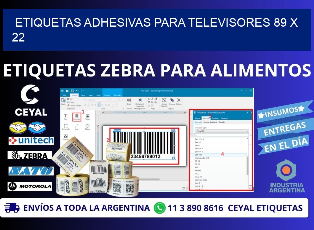 ETIQUETAS ADHESIVAS PARA TELEVISORES 89 x 22