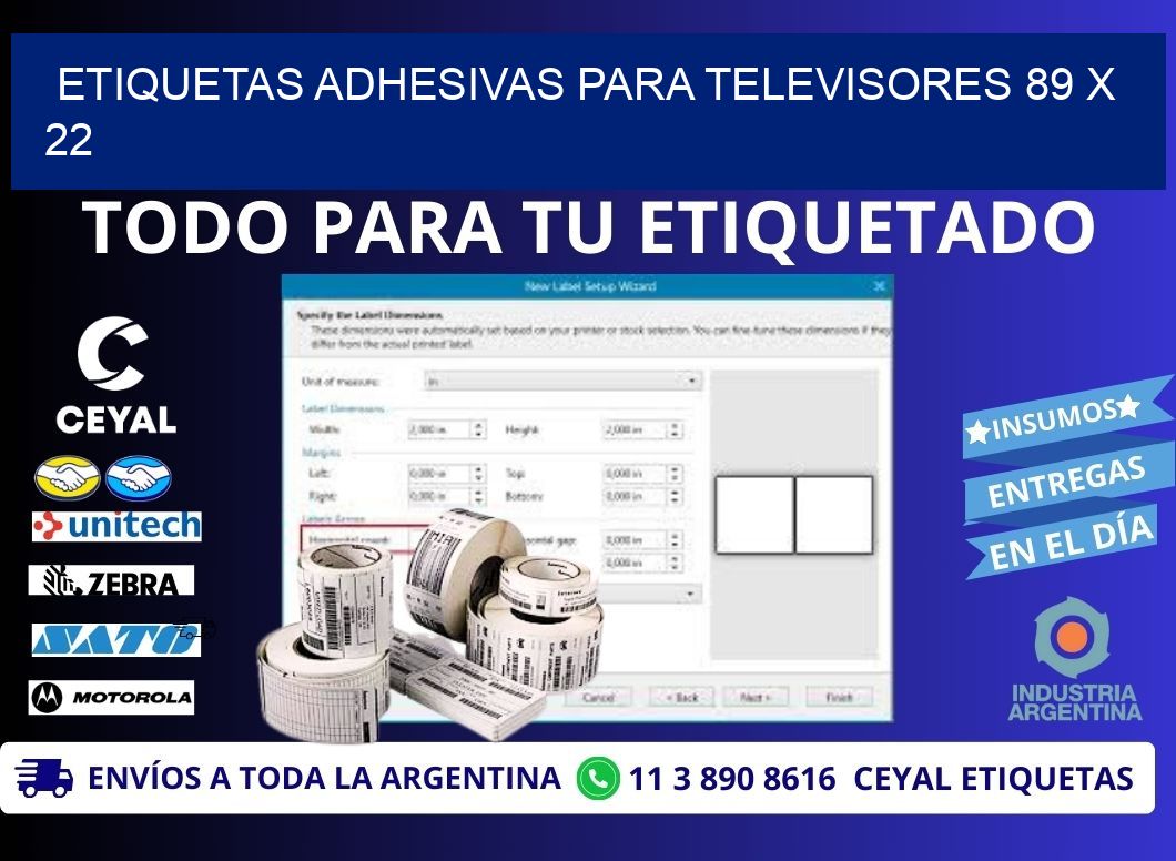 ETIQUETAS ADHESIVAS PARA TELEVISORES 89 x 22