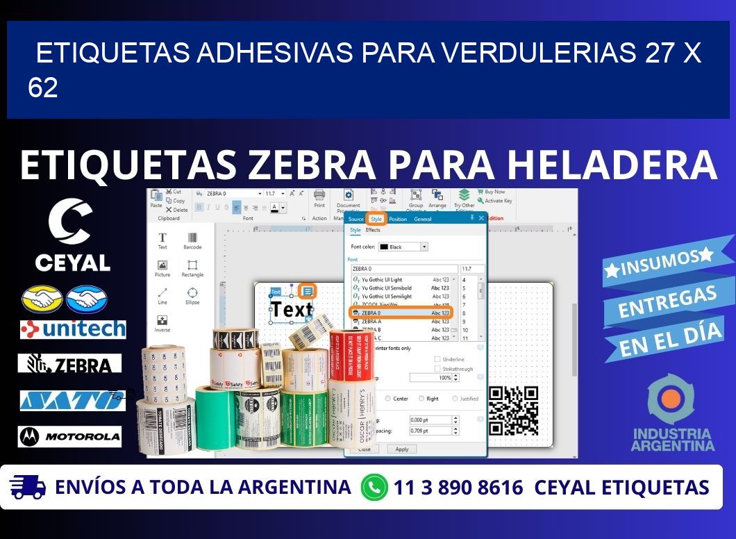 ETIQUETAS ADHESIVAS PARA VERDULERIAS 27 x 62