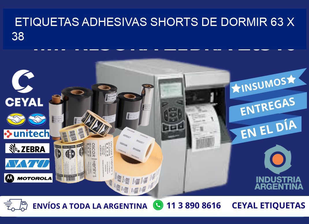 ETIQUETAS ADHESIVAS SHORTS DE DORMIR 63 x 38