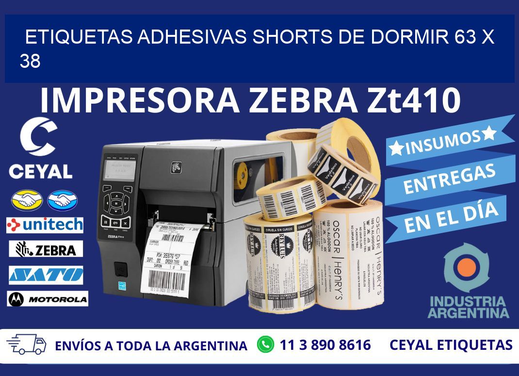 ETIQUETAS ADHESIVAS SHORTS DE DORMIR 63 x 38