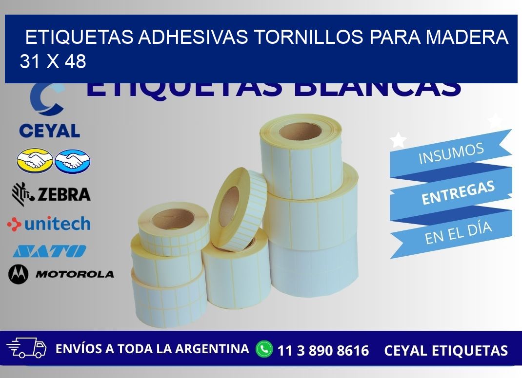 ETIQUETAS ADHESIVAS TORNILLOS PARA MADERA 31 x 48