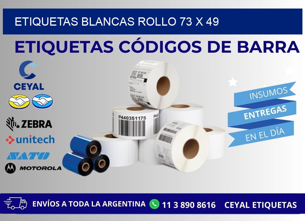 ETIQUETAS BLANCAS ROLLO 73 x 49