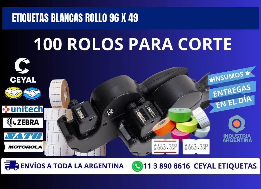 ETIQUETAS BLANCAS ROLLO 96 x 49