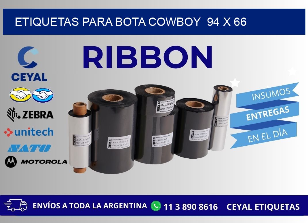 ETIQUETAS PARA BOTA COWBOY  94 x 66