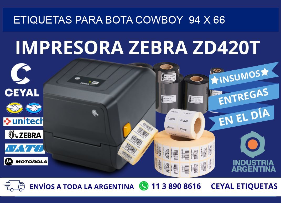 ETIQUETAS PARA BOTA COWBOY  94 x 66