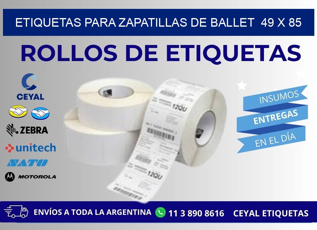 ETIQUETAS PARA ZAPATILLAS DE BALLET  49 x 85