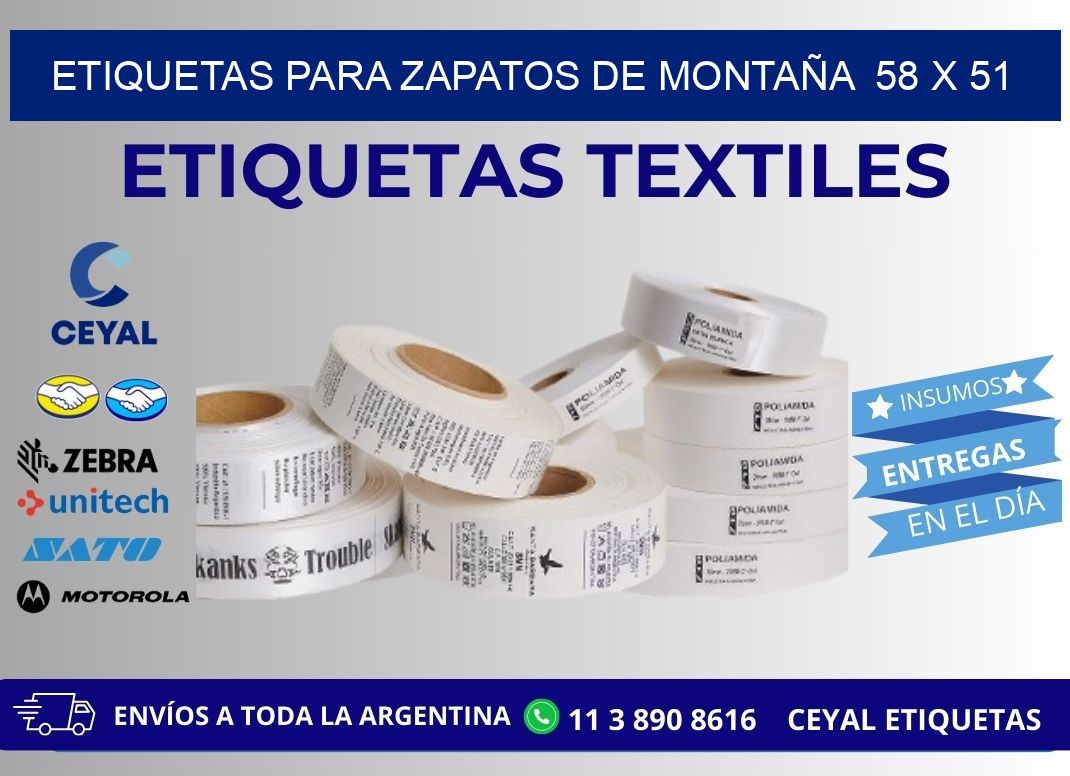 ETIQUETAS PARA ZAPATOS DE MONTAÑA  58 x 51